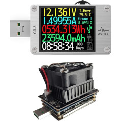 AVHzY Metel (CT3+(sm-ld-00)) USB slodzes digitālais multimetrs sprieguma testeris DC 6 A 26 V uzlādes un uzlādes ātruma mērīšanai kabeļos, baterijās, barošanas bankās utt. Korpuss