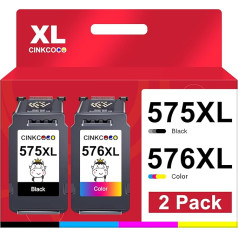 CINKCOCO PG-575XL CL-576XL CINKCOCO PG-575XL CL-576XL daudzpaku tintes kasetnes 575 XL 576 XL Daudzpaku tintes kasetnes ir saderīgas ar Canon 575 576 melnās un krāsainās krāsas kasetnēm Canon PIXMA TS3550i TR4750i TR4751i TS3551i