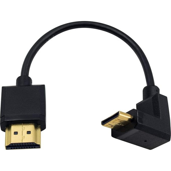 Duttek Mini HDMI standarta HDMI kabelis, HDMI mini HDMI kabelis, īpaši plāns 90 grādu leņķveida Mini HDMI vīrietis- HDMI vīrietis, atbalsta 4K Ultra HD, 1080p, 3D (HDMI 2.0) (15cm)