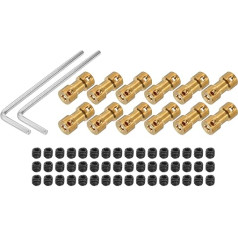 sourcing map Starre Kupplung, 3 mm bis 4 mm Bohrung, 20 mm Länge, 9 mm Durchmesser, M3 Messing-Schaftkupplung, Anschluss für 3D-Drucker, Heimwerker, Auto, Boot, Kupferton, mit 12 Kupplungen, 48