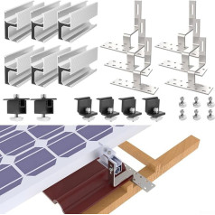 Saules paneļu montāžas komplekts 2 PV saules paneļiem Flīžu jumta montāžas komplekts Kronšteins Rail Roof Hook 30-50mm saules paneļi