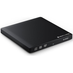 techPulse120 Portatīvais USB 3.0 DVD un CD ierakstīšanas M-Disku disks Ultra plāns alumīnija melns pārnēsājamais ārējais disks datoram PC Notebook Ultrabook Netbook Windows MacOS Apple iMAC Macbook Pro Air