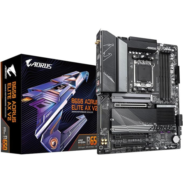 GIGABYTE B650 AORUS ELITE AX V2 (AM5/ LGA 1718/ AMD/ B650/ ATX/ 5 gadu garantija / DDR5/ Triple M.2/ PCIe 5.0/ USB 3.2 Gen2X2 Type-C/WiFi 6E/ 2.5GbE LAN/ Q-Flash Plus/EZ-Latch/Motherboard)