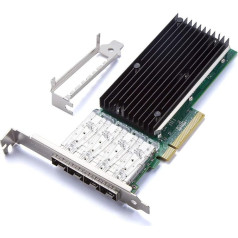 10Gtek® 10Gb PCI-E NIC tīkla karte, četri SFP+ porti, ar oriģinālajiem Intel X710-BM1 kontrolieriem, PCI Express Ethernet LAN adapteris atbalsta Windows Server/Linux/VMware ESXi, salīdzinot ar Intel X710-DA4