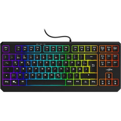 uRage Exodus 200 TKL Gaming tastatūra, atsaucīga tastatūra ar Anti-Ghosting, RGB apgaismojums, bez taustiņu formāts, QWERTZ izkārtojums, melna krāsa