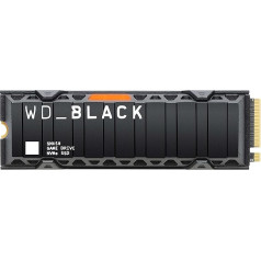 WD_BLACK SN850 2TB NVMe iekšējais spēļu SSD diskdziņš ar radiatoru; PCIe Gen4 tehnoloģija; nolasīšanas ātrums līdz 7000 MB/s; M.2 2280, 3D NAND