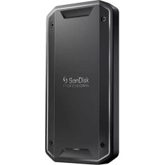 SanDisk Professional PRO-G40 SSD 2 TB, līdz 3000 MB/s, (mobilais SSD, izturīgs NVMe SSD ar Thunderbolt 3, USB-C (10 Gb/s), IP68 korpuss, putekļu un ūdensizturīgs). exFAT formatēts.