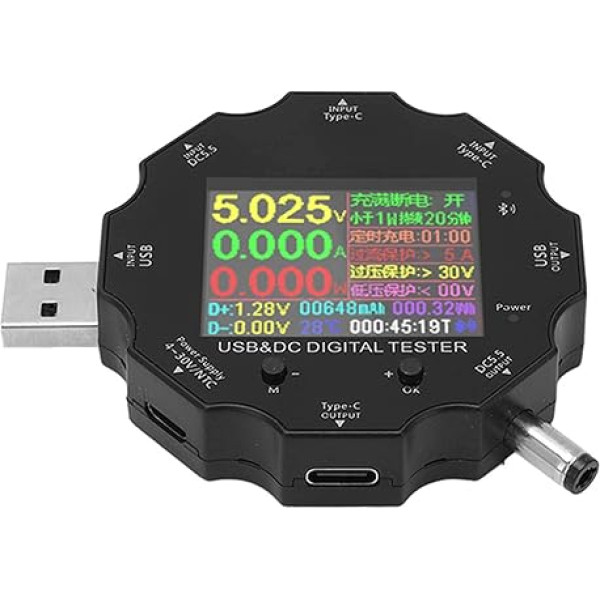 USB digitālais voltmetrs HD USB digitālais voltmetrs USB sprieguma detektors Krāsains ekrāns Tālvadības pults Multimetrs Strāvas sprieguma testeris DC3.632V05.1A