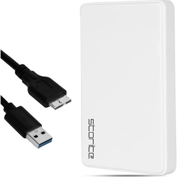 Storite ārējais cietais disks 500 GB HDD USB3.0 Ultrafast Slim datu dublēšanas krātuves paplašinājums - portatīvais cietais disks, kas saderīgs ar Mac, klēpjdatoru, PC, Xbox, Xbox One, PS4 (balts)