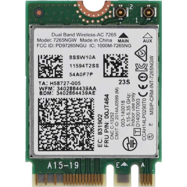 Intel M2 NGFF Wireless-AC 7265 802.11 A/B/B/G/N/AC 2.4G/5G Dual Band Bluetooth 4.0 WiFi tīkla karte ThinkPad ierīcēm