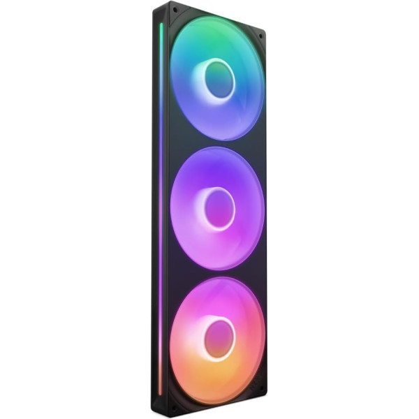 NZXT F360 RGB Core - 360 mm vienrāmja ventilatoru bloks ar 3 x 120 mm RGB ventilatoriem - ātruma un apgaismojuma vadība - augsts statiskais spiediens un gaisa plūsma - 8 aRGB LED uz ventilatoru - melns