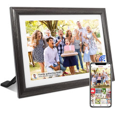 KozyOne FRAMEO 10,1 collu 32 GB WiFi digitālais foto rāmis, HD IPS skārienjūtīgais ekrāns, dabīga koka rāmis, automātiska rotācija un iespēja uzstādīt pie sienas, vienkārša uzstādīšana, tūlītēja koplietošana ar fotogrāfijām