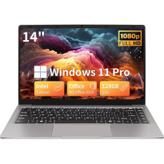 UDKED 14 collu klēpjdators, 6 GB RAM SSD Windows 11 Ultrabook, 1920 x 1080 pikseļi, Intel Celeron J4105 klēpjdatori (līdz 2,5 GHz), Dual Wi-Fi, 2 x USB 3.0 Intel Celeron Quad Core dators (pelēks/6G + 128 GB SSD)