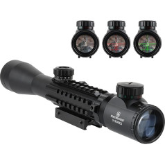 FOCUHUNTER Airsoft Rifle Scope 3-9 x 40 mm Tactical Sniper Rifle Scope Illuminated Red/Green Reticle with Integral 11/20 mm Picatinny Mounting Rail for Air Rifle Hunting