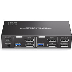 TJCXELE 4K @ 144 Гц Displayport KVM переключатель 2 ПК 2 монитора USB 3.0 8K KVM переключатель двойной монитор для 2 ПК совместное использование 2 мониторов и 4 USB 