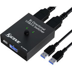 YOUTINGHDAV USB Switch 2 PC, двунаправленный USB 3.0 Switch 2 в 1 Out, USB Switch 1 в 2 Out, USB 3.0 Switcher для 2 ПК совместно использовать мышь, клавиатуру, принтер, с 2 USB Switch 3.0 к