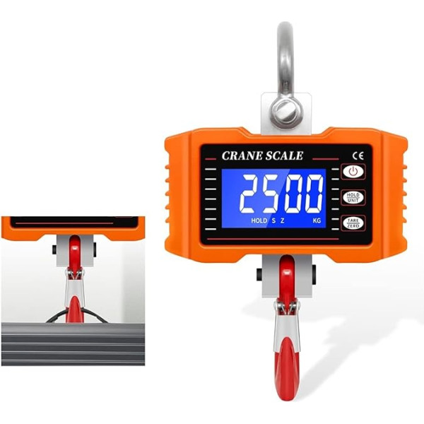 UNbit Digitale Kranwaage, Digitale 500-Kilogramm-/1000-Pfund-Kranwaage, LCD, hochpräzise, industrielle Hakenkranwaage, elektronische Gepäckwaage, Gewichtswaage, hohe Präzision
