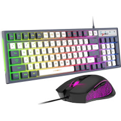 Vadu RGB spēļu tastatūras un peles kombinācija 96 taustiņi 26 taustiņi Anti-Ghosting 8 Chroma LED fona apgaismojums Mehāniskā sajūta PC Regulējama 3600 DPI spēļu pele