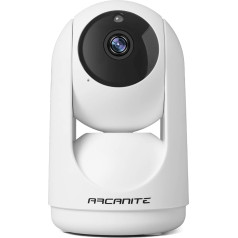 ARCANITE 1080P bezvadu mājas drošības WiFi IP kamera bērnu un mājdzīvnieku uzraudzībai, mobilā tālruņa lietotne tālvadībai, nakts redzamība, audio, MicroSD kartes slots, balta krāsā