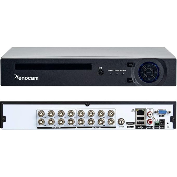 Xenocam 16CH 1080N Hybrid 5-in-1 AHD DVR (1080P NVR+1080N AHD+960H Analog+TVI+CVI) Standalone DVR CCTV Uzraudzības sistēma Video reģistrators Kustības atklāšana