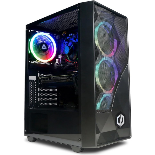 CYBERPOWERPC Regiment Gaming PC - AMD Ryzen 5 4500, Nvidia RTX 3050 6GB, 8GB RAM, 500GB NVMe SSD, 450W 80+ PSU, WLAN, Windows 11, Blaze RGB