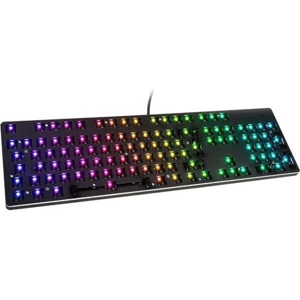 Glorious Gaming GMMK pilna izmēra (100%) Barebones (tikai rāmis) - mehāniskā spēļu tastatūra, RGB apgaismojums, karstā nomaiņa un pielāgojama, starptautiskais/ISO izkārtojums - melna