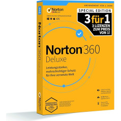 NortonLifeLock 360 Deluxe 25GB 1 lietotājs 3Dierīces 12MO GEN 3FOR1 P.|Deluxe|3 ierīces|1 gads|PC|Download|Ieņemt|Izņemt