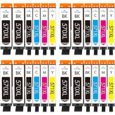 Cartridgeify PGI-570XL CLI-571XL saderīgs ar Canon PGI-570 CLI-571 printeru kasetnēm (24 iepakojums) priekš PIXMA MG5750 MG5751 TS5050 TS5050 TS5055 TS6050 MG5752 MG5753 MG6850 MG6850 MG6855 00 MG68 52