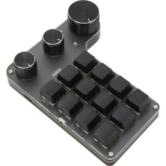 Spēļu tastatūra Fockety, 12 taustiņu makro tastatūra, daudzfunkcionāla DIY vienas rokas programmējama mehāniskā tastatūra ar 3 pogām, Plug and Play Gaming (Wired USB)