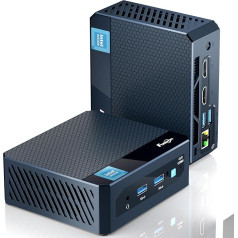 Mini dators Windows 11 Pro, 16GB RAM, 512GB M.2 SSD, Intel 12th Alder Lake-N95 (līdz 3,4GHz), Mini dators Desktop Support 2,5 collu SATA/Dual HDMI 4K/4 USB 3.2/WiFi 5/BT 4/1000M LAN mājas birojam