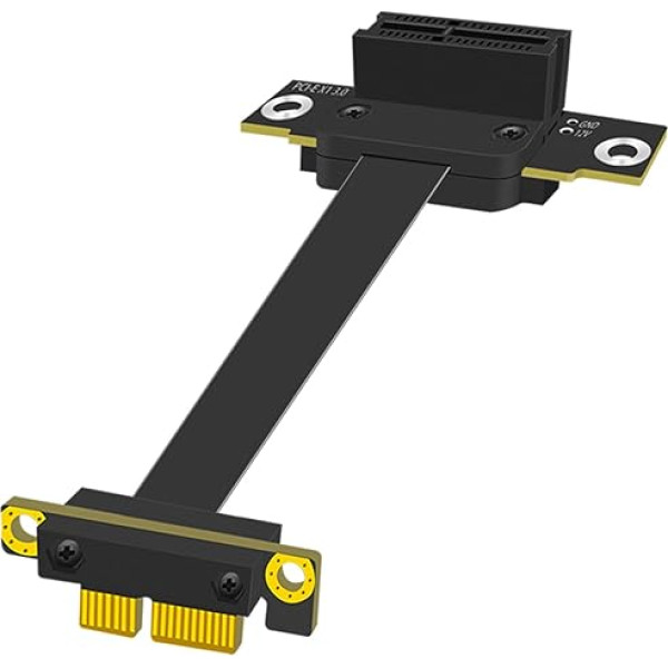 GLOTRENDS PCIe 3.0 X1 Riser kabelis, 36PIN, su visomis funkcijomis, dvigubas 90 laipsnių kampas (100 mm)