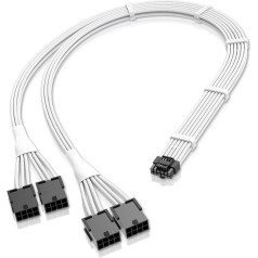 EZDIY-FAB GPU Power Sleeved Cable Extension, 16-Pin (12+4) 12VHPWR PCIe 5.0 Male to 4X PCIE 8 Pin for RTX 3090Ti/RTX4090/RTX4080, with Pre-Installed Cable Combs 16AWG/White