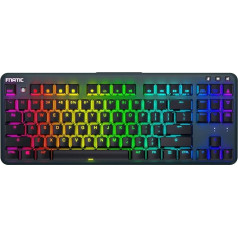 Fnatic Gear miniSTREAK mehāniskā spēļu tastatūra ar LED RGB fona apgaismojumu - Cherry MX Silent Red slēdzis - maza, kompakta TKL tastatūras izkārtojums profesionālam e-sportam (ASV izkārtojums, QWERTY)