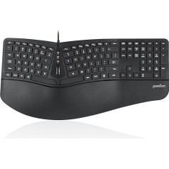 Perixx PERIBOARD-330B vadu ergonomiska tastatūra ar regulējamu plaukstas balstu, apgaismotiem taustiņiem un membrānas taustiņiem, 2 papildu USB pieslēgvietas, ASV angļu izkārtojums