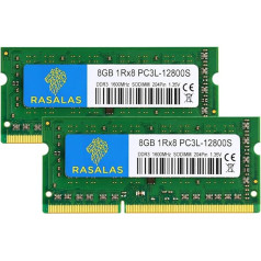 Rasalas 16 GB Kit (2 x 8 GB) 1Rx8 PC3L-12800S DDR3L 1600MHz SODIMM DDR3 RAM 1.35V CL11 204-Pin PC3-12800 8GB Laptop Memory