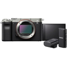 Sony Alpha 7C bezspoguļa pilna formāta digitālais fotoaparāts, tikai korpuss, ar Sony ECM-W2BT Bluetooth mikrofonu