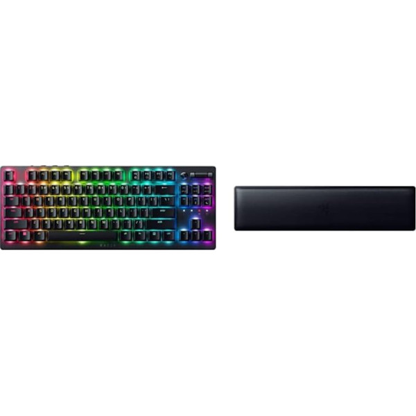 Razer DeathStalker V2 Pro TKL - bezvadu optiskā zema profila spēļu tastatūra DE izkārtojums | Melna un plaukstas balsts TKL RC21-01710100-R3M1