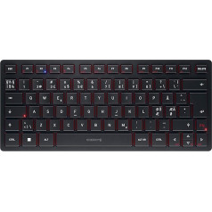 CHERRY KW 9200 MINI Kompaktiška daugiafunkcinė klaviatūra iki 4 įrenginių, šiaurietiškas išdėstymas (QWERTY), jungiama per 