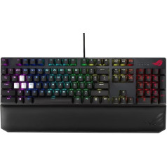 ASUS ROG Strix Scope NX TKL Deluxe 80% RGB spēļu mehāniskā tastatūra, ROG NX sarkanie slēdži, ABS taustiņu vāciņi, noņemams kabelis, platāka Ctrl taustiņš, Stealth taustiņš, plaukstas balsts, makroatbalsts, melna, UK izkārtojums