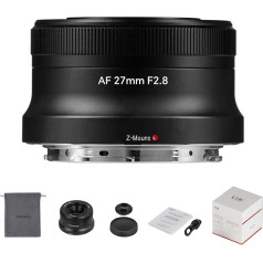 7artisans AutoFocus 27 mm F2.8 APS-C kadra objektīvs, F2.8 liela diafragma, atbalsta automātisko/manuālo diafragmas atvērumu un sejas/acs noteikšanu, saderīgs ar Nikon Z stiprinājumu Z50/Z30 (melns)