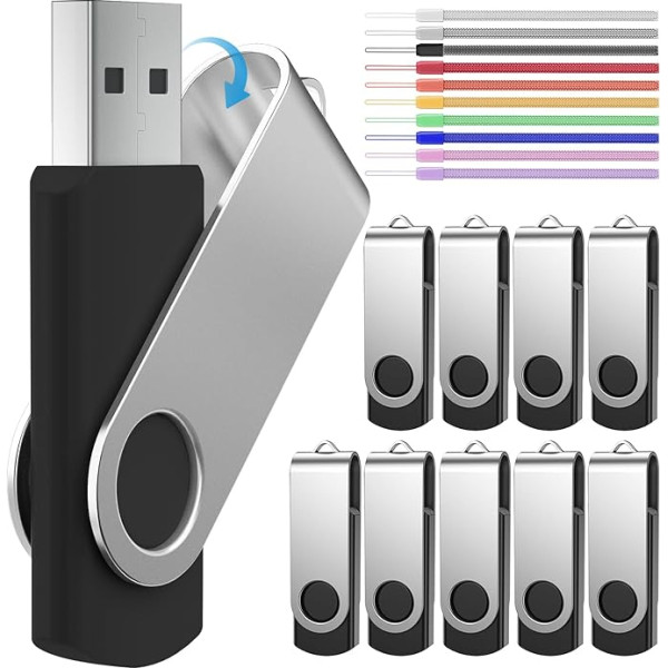 10 Stück USB Sticks 16GB Memory Stick Einklappbare Speicherstick Flash Drive Daten-Speicherung Pendrive 16 GB 10er Pack Schwarz USB Flash Laufwerk Abschlussgeschenk by FEBNISCTE