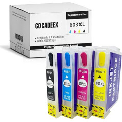 COCADEEX Empty Refillable Ink Cartridge for 603 or 603XL Ink for XP-3150 XP-4150 XP-3155 XP-4155 XP-3100 XP-4100 XP-2100 XP-2105 XP-3105 XP-4105 WF-2810 WF-2830 WF-2830 WF-288 35 WWF-2 850 Printer