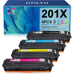 ONLYU 201X saderīgs toneris priekš HP 201X 201A CF400X CF400A toneris priekš HP Color Laserjet Pro MFP M277dw M277n M252dw M277 M274n M252n M252 M277c6 (Black Cyan Yellow Magenta, 4-Pack)