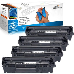 4x Toneris Nomaiņa HP Laserjet Q2612a 12A M1005MFP M1319F MFP 1010 1012 1015 1018 1020 1022 3015 3020 3030 3050 3052 3055 Canon LBP29 000 LBP2900i - melns 2,000 par lappusi