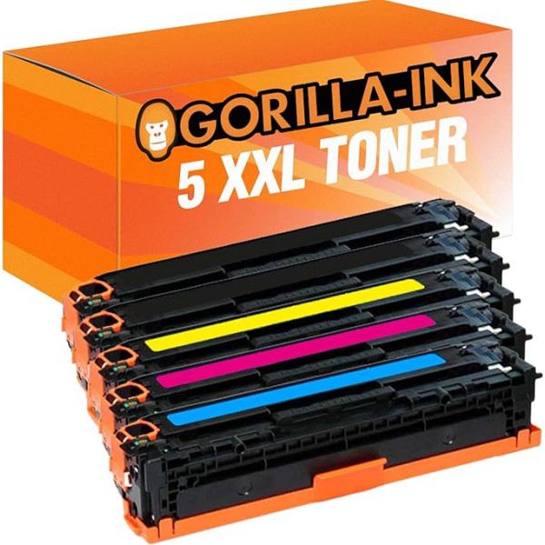 Gorilla-Ink 5 Toneris XXL saderīgs ar HP CB540A - CB543A 125A | Piemērots HP Color Laserjet CM1312NFI CP1215 CP1515N | Melns 2 200 lappuses katra