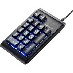 SurnQiee Backlit USB vadu ciparu tastatūra 3 krāsu aizmugures apgaismojuma tastatūras paplašinājumi datu ievadīšanai klēpjdatoram, datoram, galddatoram, lielam drukāšanai: Melns