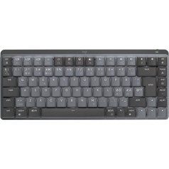 Logitech MX mehāniskā bezvadu mini tastatūra ar apgaismojumu, taktiliem klusiem taustiņiem, skandināvu QWERTY izkārtojumu - grafīta krāsā