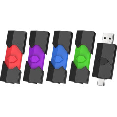 Vansuny Pack of 5 USB C Stick 64 GB USB 2.0, 5 Pack Dual USB Stick 2.0 USB A + USB C Stick 64 GB, C tipa OTG priekš iPhone 15/Smartphone/Tablet Mac/Computer