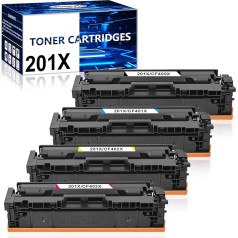 Jagute 201X toneris, kas ir saderīgs ar HP 201A CF400X CF400A multipaketes tonera kasetnēm priekš Color Laserjet Pro MFP M277dw M252dw M277n M277n M277 M277 M274n M252n M252 (4 gab.)