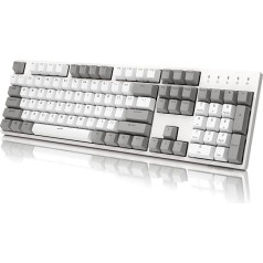 DURGOD Taurus k310 pilna formāta mehāniskā spēļu tastatūra - 105 taustiņi - divslāņu PBT - C tipa USB - ISO UK izkārtojums (balta, Cherry Mx Brown)